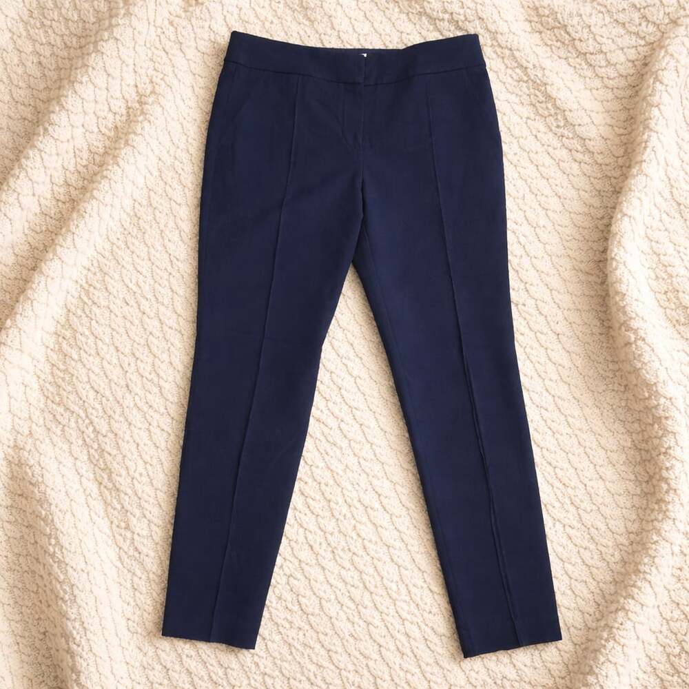 Trina Turk Navy Blue Stretch Cotton Straight Leg Dress Pants Size 10
